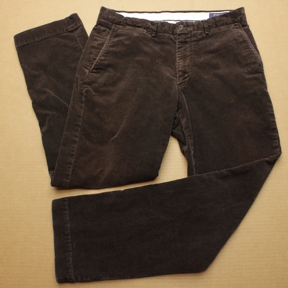 Polo Ralph Lauren Corduroy Pants Mens 32x32 Brown Stretch Classic Straight Leg